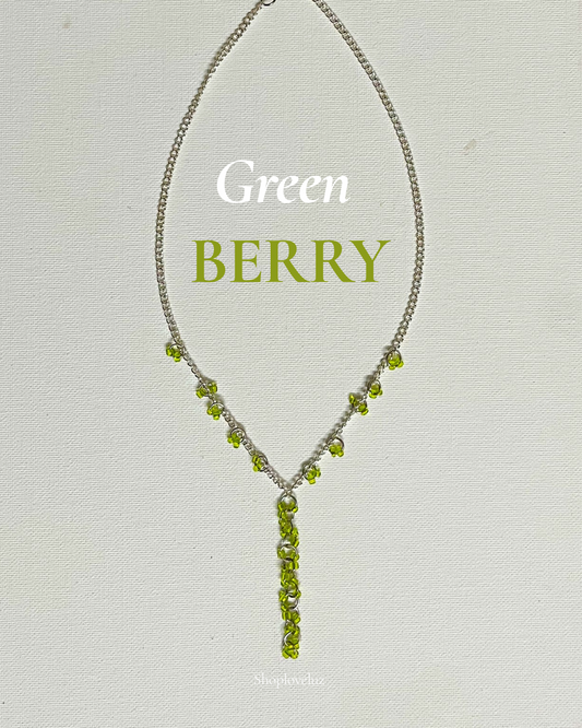 Green Berry Lariat Necklace