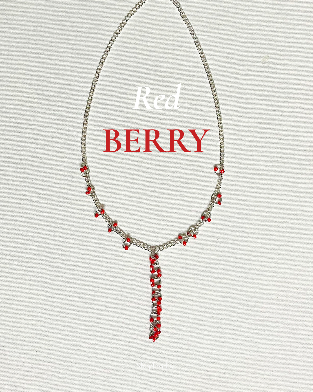 Red Berry Lariat Necklace