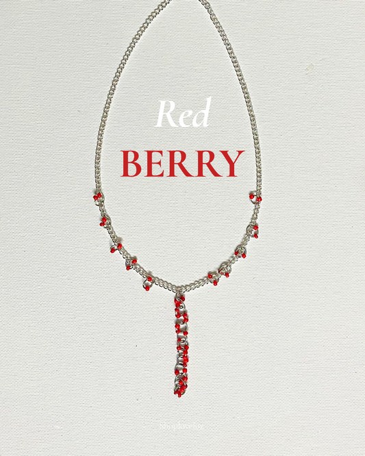 Red Berry Lariat Necklace