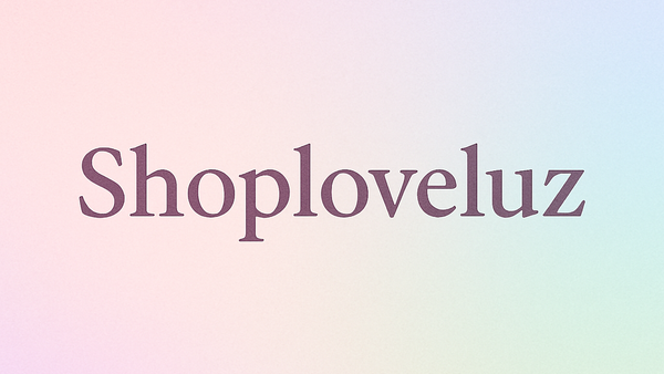 Gradient background with 'Shoploveluz' text